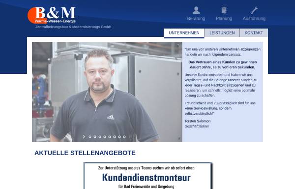 Vorschau von www.bum-heizungsbau.de, B&M Zentralheizungsbau und Modernisierungs GmbH