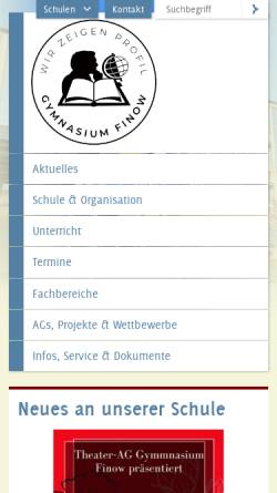 Vorschau der mobilen Webseite www.gymnasium-finow.de, Gymnasium Finow