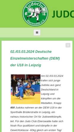 Vorschau der mobilen Webseite www.judoclub-eberswalde.de, Judoclub Eberswalde
