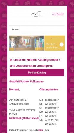Vorschau der mobilen Webseite www.fsb-falkensee.de, Stadtbibliothek Falkensee