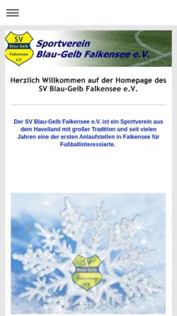 Vorschau der mobilen Webseite blaugelbfalkensee.de, SV Blau-Gelb Falkensee e.V.