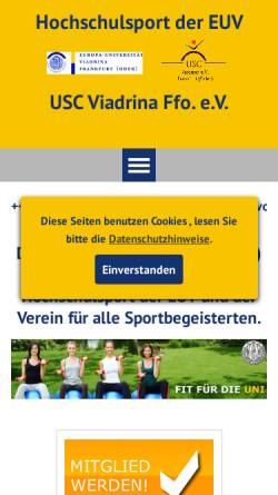 Vorschau der mobilen Webseite www.usc-viadrina.de, Universitätssportclub Viadrina e.V.