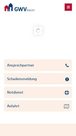 Vorschau der mobilen Webseite www.gwv-ketzin.de, Wohnungsbau- und Verwaltungsgesellschaft mbH Ketzin