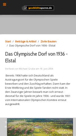 Vorschau der mobilen Webseite www.geschichtsspuren.de, Ehemaliges Olympisches Dorf Elstal (Olympische Spiele 1936 in Berlin)