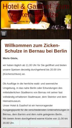 Vorschau der mobilen Webseite www.hotel-bernau.de, Zickenschulze Hotel & Restaurant GmbH