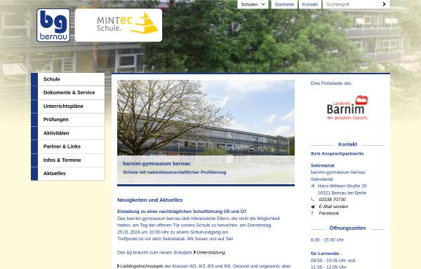 Vorschau von www.barnim-gymnasium.de, Barnim-Gymnasium Bernau