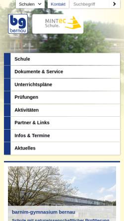 Vorschau der mobilen Webseite www.barnim-gymnasium.de, Barnim-Gymnasium Bernau