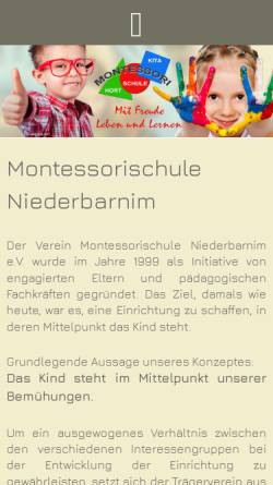 Vorschau der mobilen Webseite www.montessori-niederbarnim.de, Montessorischule Niederbarnim e.V.