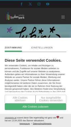 Vorschau der mobilen Webseite www.lindenpark.de, Lindenpark e.V.