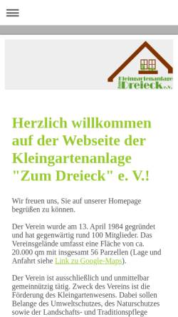 Vorschau der mobilen Webseite www.vgs-zumdreieck.de, Kleingartenverein Zum Dreieck e.V.