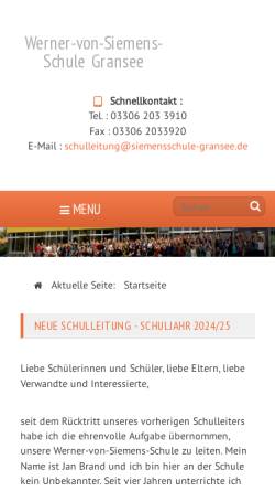 Vorschau der mobilen Webseite www.siemensschule-gransee.de, Werner-von-Siemens-Schule