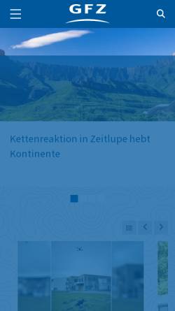 Vorschau der mobilen Webseite www.gfz-potsdam.de, Helmholtz-Zentrum Potsdam Deutsches GeoForschungsZentrum GFZ