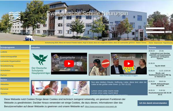 Vorschau von www.gymnasium-neuruppin.de, Evangelische Schule Neuruppin