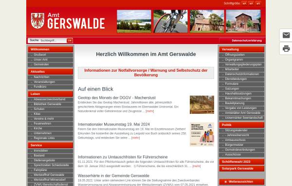 Vorschau von www.amt-gerswalde.de, Amt Gerswalde