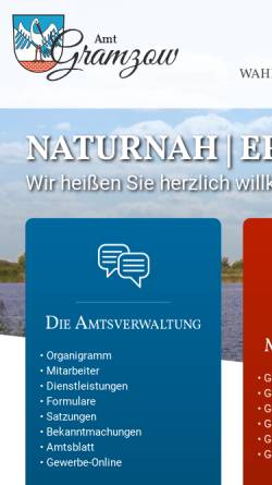 Vorschau der mobilen Webseite www.amt-gramzow.de, Amt Gramzow
