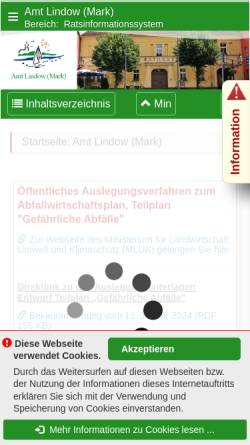 Vorschau der mobilen Webseite www.amt-lindow-mark.de, Lindow, Mark