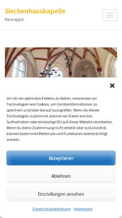 Vorschau der mobilen Webseite www.siechenhauskapelle-neuruppin.de, Siechenhauskapelle Neuruppin e.V.