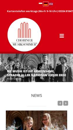 Vorschau der mobilen Webseite www.musiksommer-chorin.de, Choriner Musiksommer