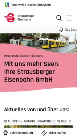 Vorschau der mobilen Webseite www.strausbergereisenbahn.de, Strausberger Eisenbahn GmbH