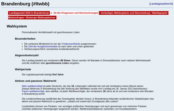 Vorschau von www.wahlrecht.de, Wahlsystem zum Landtag im Bundesland Brandenburg