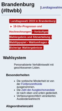 Vorschau der mobilen Webseite www.wahlrecht.de, Wahlsystem zum Landtag im Bundesland Brandenburg