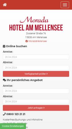 Vorschau der mobilen Webseite www.mellensee.morada.de, Hotel Am Mellensee