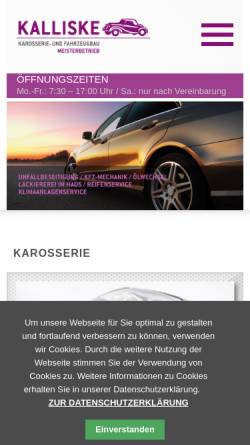 Vorschau der mobilen Webseite www.autoreparatur-kalliske.de, Eberhard Kalliske Karosserie- und Fahrzeugbau