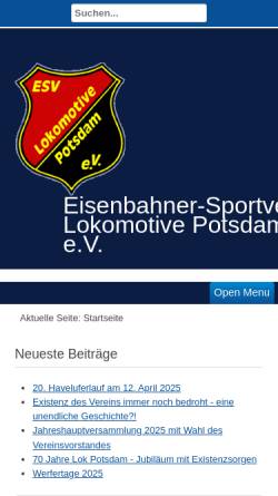 Vorschau der mobilen Webseite www.lok-potsdam.de, ESV Lokomotive Potsdam e.V.