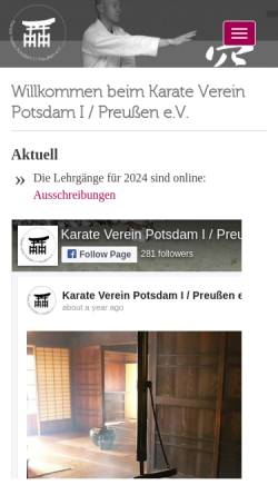 Vorschau der mobilen Webseite www.karate-verein.de, Karate Verein Potsdam I Preußen e.V.