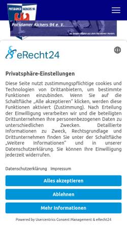Vorschau der mobilen Webseite www.potsdamer-kickers.de, Potsdamer Kickers 94