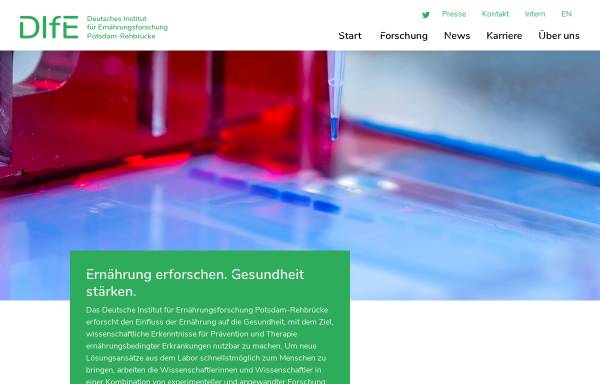 Vorschau von www.dife.de, DIfE - Deutsches Institut für Ernährungsforschung