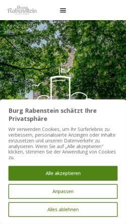 Vorschau der mobilen Webseite www.burgrabenstein.de, Burg Rabenstein im Fläming