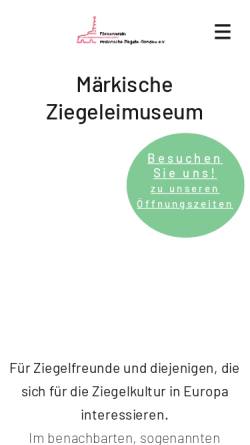 Vorschau der mobilen Webseite www.ziegeleimuseum-glindow.de, Ziegeleimuseum in Glindow