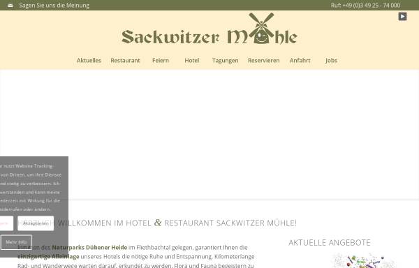 Vorschau von www.hotel-sackwitzer-muehle.de, Hotel Restaurant Sackwitzer Mühle
