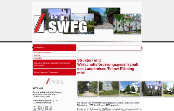 Vorschau von www.swfg.de, SWFG - Struktur- und Wirtschaftsförderungsgesellschaft des Landkreises Teltow-Fläming mbH