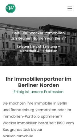 Vorschau der mobilen Webseite www.wacker-immobilien.de, Wacker Immobilien