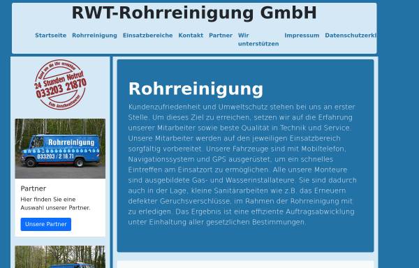 Vorschau von www.rwt-rohrreinigung.de, RWT-Rohrreinigung GmbH