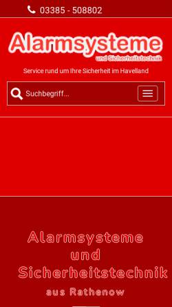 Vorschau der mobilen Webseite www.alarmsysteme-rathenow.de, Hackmann & Reinhold GmbH