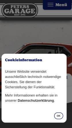 Vorschau der mobilen Webseite www.peters-garage.com, Peters Garage GmbH