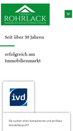 Vorschau der mobilen Webseite www.rohrlack-immobilien.de, Thomas Rorlack Immobilien und Hausverwaltung