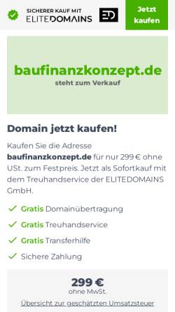 Vorschau der mobilen Webseite www.baufinanzkonzept.de, Baufinanzkonzept - Inh. Lutz Schiefelbein