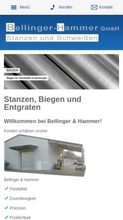 Vorschau der mobilen Webseite www.bellinger-hammer.de, Bellinger-Hammer GmbH Stanz- und Schweißtechnik