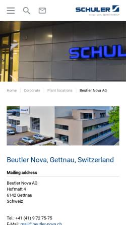 Vorschau der mobilen Webseite www.beutler-nova.com, Beutler Nova, Gettnau