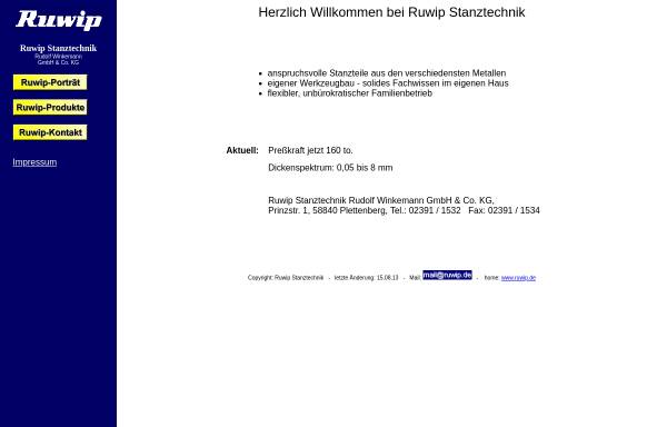 Vorschau von www.ruwip.de, Ruwip Stanztechnik Rudolf Winkemann GmbH & Co. KG