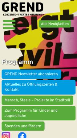 Vorschau der mobilen Webseite grend.de, GREND Kulturzentrum