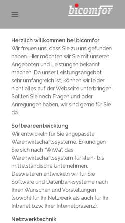 Vorschau der mobilen Webseite www.bicomfor.de, Bicomfor - Bornholz und Schwarzer GbR