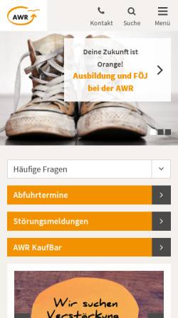Vorschau der mobilen Webseite www.awr.de, Abfallwirtschaftsgesellschaft Rendsburg-Eckernförde mbH (AWR)