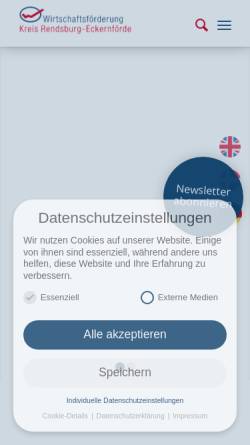 Vorschau der mobilen Webseite www.wfg-rd.de, Wirtschaftsförderungsgesellschaft des Kreises Rendsburg Eckernförde