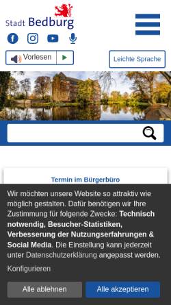 Vorschau der mobilen Webseite www.bedburg.de, Stadt Bedburg