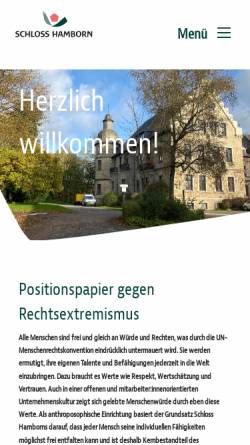 Vorschau der mobilen Webseite www.schlosshamborn.de, Schloss Hamborn Rudolf Steiner Werkgemeinschaft e.V.